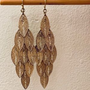 Gold leaf dangle earrings